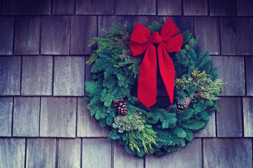 wreath on barn