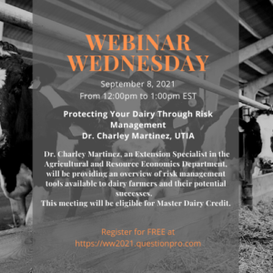 Cover photo for Risk Management for Dairies Webinar This Wednesday