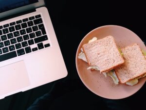 computer and sandwich