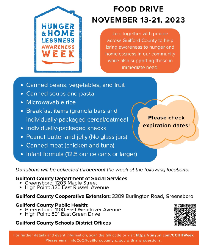 Flyer for Hunger & Homelessness Awareness Week