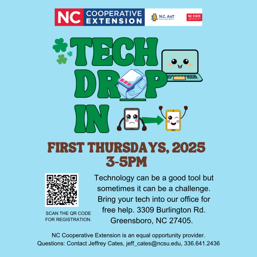 Tech Help Drop-In on the first thursdays of the month