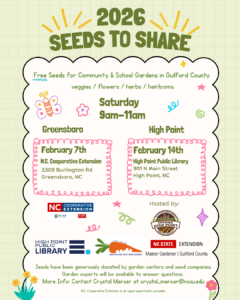 Seeds to Share 2026, green border with doodles