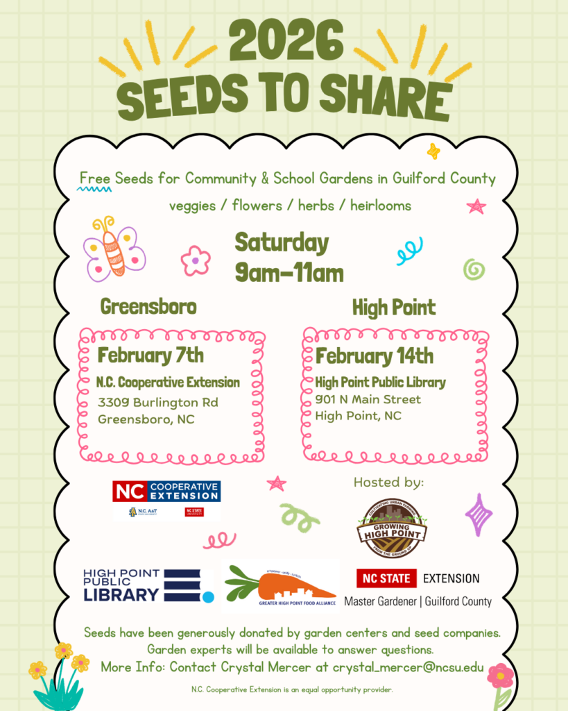 Seeds to Share 2026, green border with doodles 